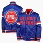 NBA Youth Detroit Pistons Blue Home Game Varsity Satin Full Snap Jacket