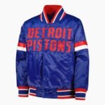 NBA Youth Detroit Pistons Blue Home Game Varsity Satin Full Snap Jacket
