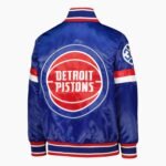 NBA Youth Detroit Pistons Blue Home Game Varsity Satin Full Snap Jacket
