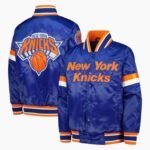 NBA Youth New York Knicks Blue Home Game Varsity Satin Full Snap Jacket