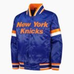 NBA Youth New York Knicks Blue Home Game Varsity Satin Full Snap Jacket