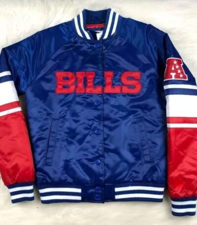 NFL Buffalo Bills Royal Blue and Red Varsity Satin Jacket
