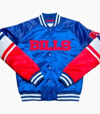 NFL Buffalo Bills Royal Blue and Red Varsity Satin Jacket