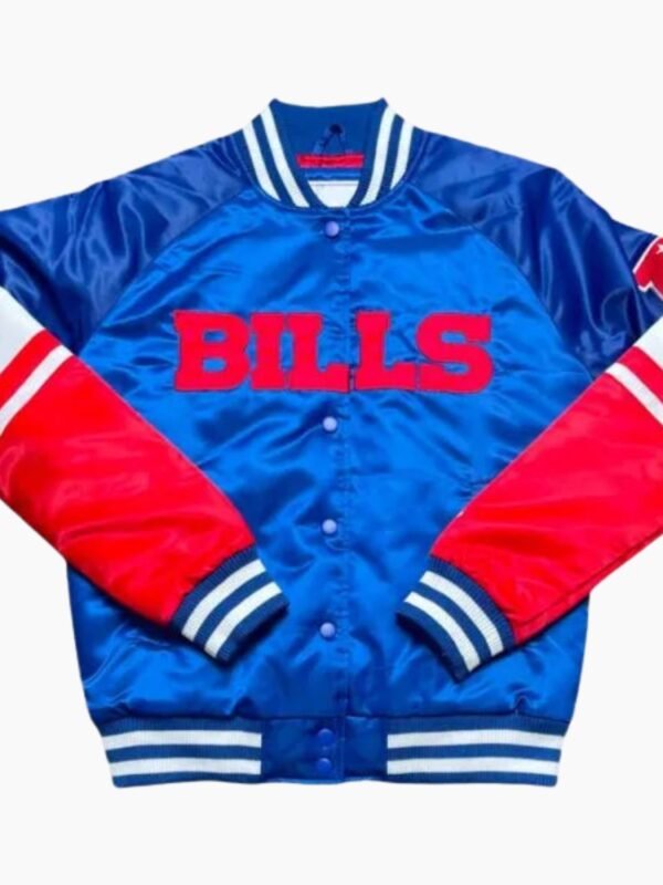 NFL Buffalo Bills Royal Blue and Red Varsity Satin Jacket