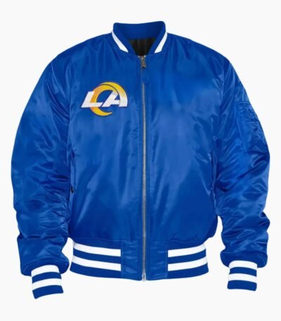 NFL LA Rams Bomber Royal Blue Satin Jacket