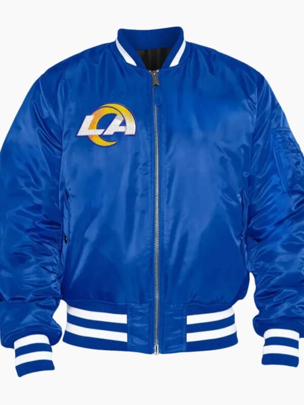 NFL LA Rams Bomber Royal Blue Satin Jacket