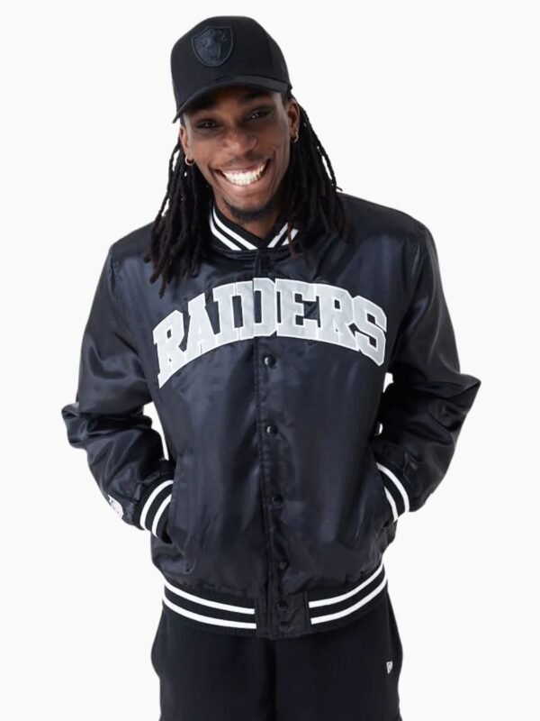 NFL Las Vegas Raiders Black Bomber Satin Jacket