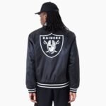 NFL Las Vegas Raiders Black Bomber Satin Jacket