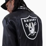 NFL Las Vegas Raiders Black Bomber Satin Jacket