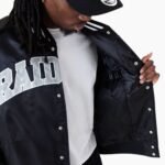 NFL Las Vegas Raiders Black Bomber Satin Jacket