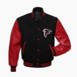 NFL Letterman Atlanta Falcons Red and Black Jacket