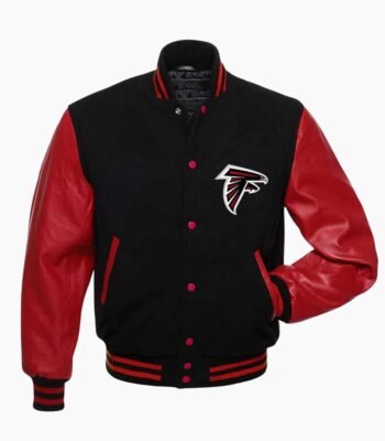 NFL Letterman Atlanta Falcons Red and Black Jacket