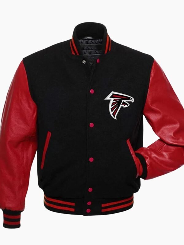 NFL Letterman Atlanta Falcons Red and Black Jacket
