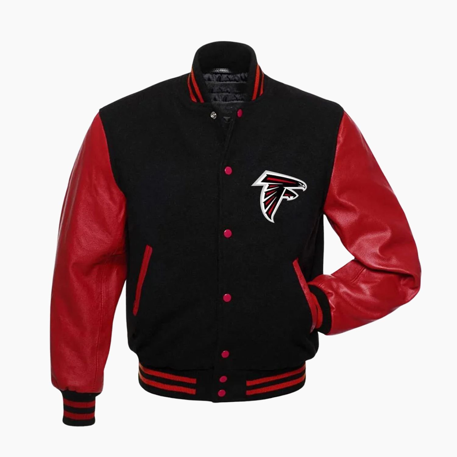 NFL Letterman Atlanta Falcons Red and Black Jacket NFL Letterman Atlanta Falcons Red and Black Jacket
