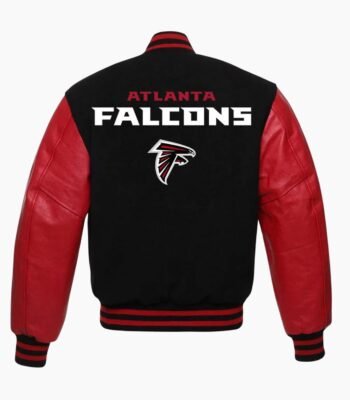 NFL Letterman Atlanta Falcons Red and Black Jacket