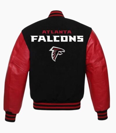 NFL Letterman Atlanta Falcons Red and Black Jacket