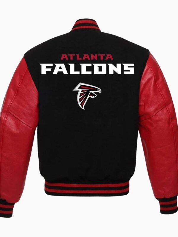 NFL Letterman Atlanta Falcons Red and Black Jacket