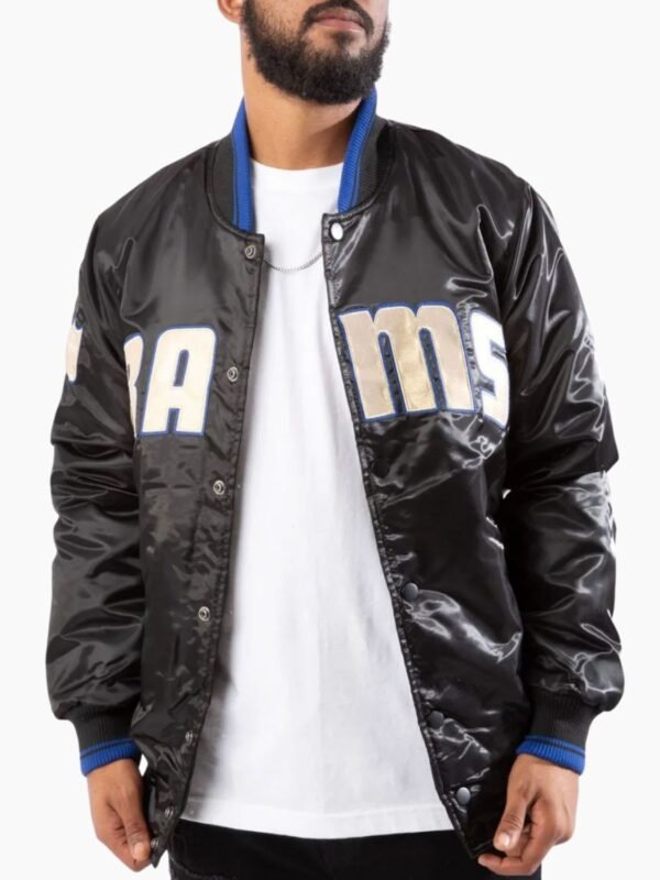NFL Los Angeles Rams UK Flag Black Satin Jacket