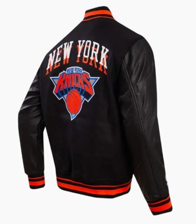 NFL NY Knicks Chest Layered Classic Rib Varsity Jacket