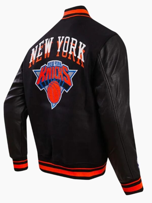 NFL NY Knicks Chest Layered Classic Rib Varsity Jacket