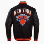 NFL NY Knicks Chest Layered Classic Rib Varsity Jacket