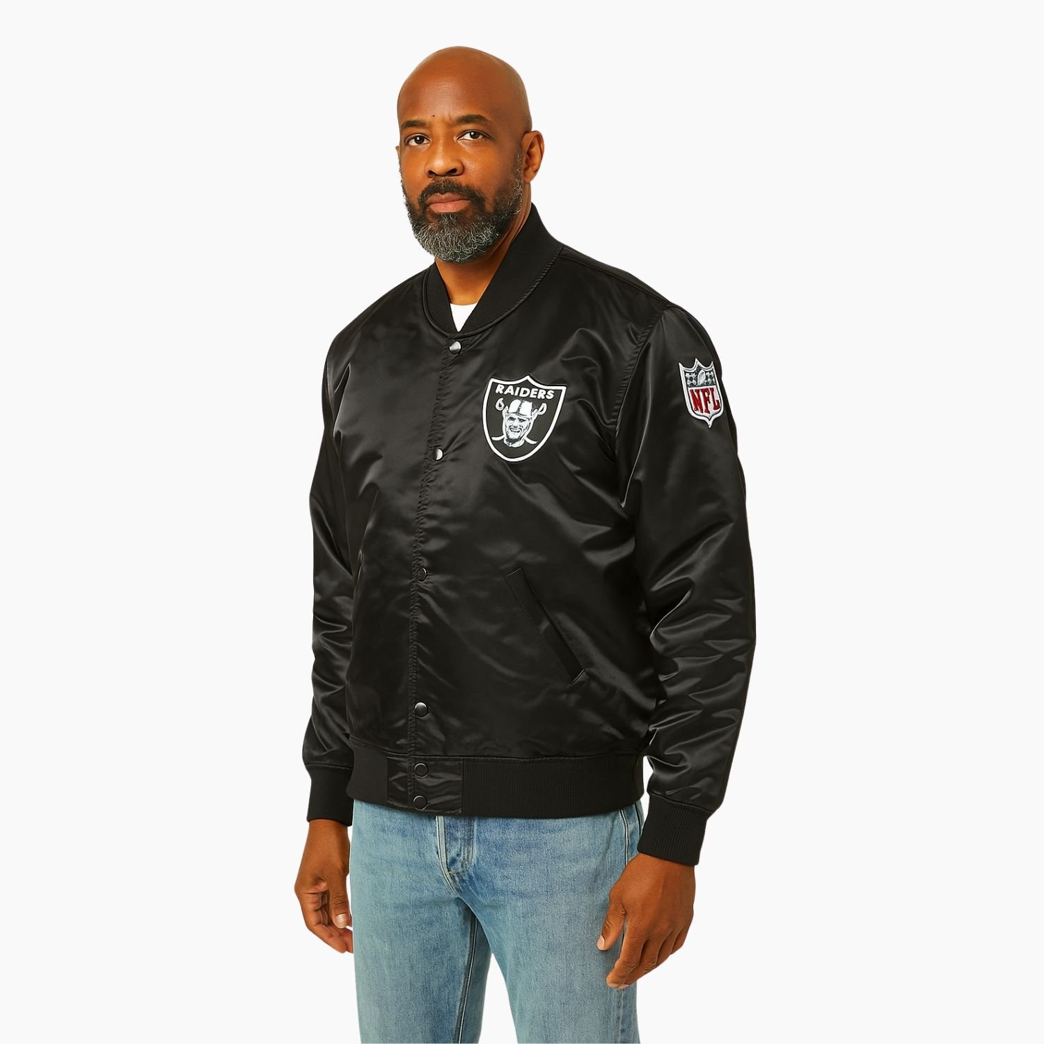 NFL Raiders LA Bomber Black Jacket NFL Raiders LA Bomber Black Jacket