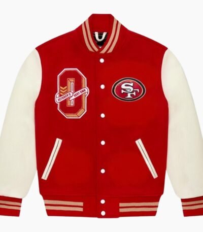 NFL San Francisco 49ers Red Bomber Lettermen Varsity Jacket