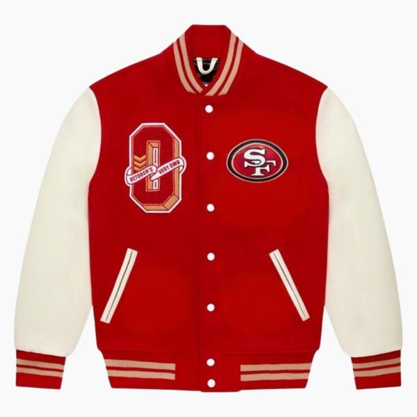 NFL San Francisco 49ers Red Bomber Lettermen Varsity Jacket