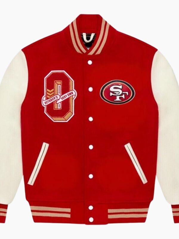 NFL San Francisco 49ers Red Bomber Lettermen Varsity Jacket