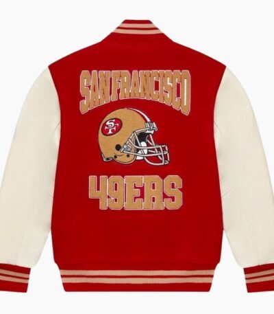 NFL San Francisco 49ers Red Bomber Lettermen Varsity Jacket