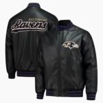 NFL Team Baltimore Ravens Black Varsity Genuine Sheep Leather Jacket