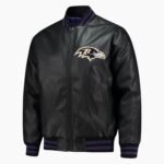 NFL Team Baltimore Ravens Black Varsity Genuine Sheep Leather Jacket