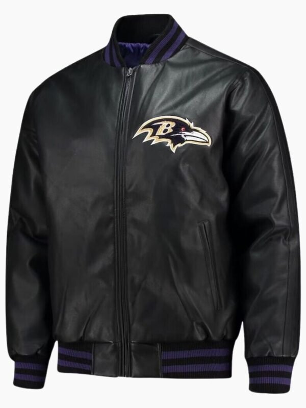 NFL Team Baltimore Ravens Black Varsity Genuine Sheep Leather Jacket