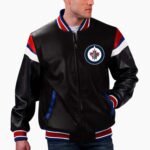 NHL Black Winnipeg Jets Varsity Leather Jacket