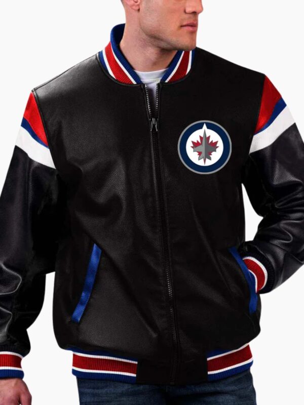 NHL Black Winnipeg Jets Varsity Leather Jacket