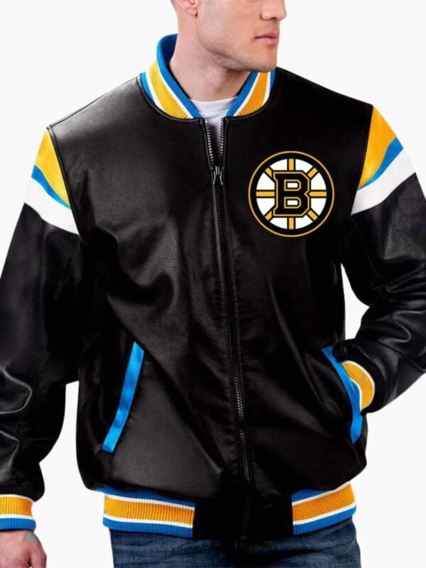 NHL Boston Bruins Black Varsity Leather Jacket