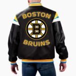 NHL Boston Bruins Black Varsity Leather Jacket