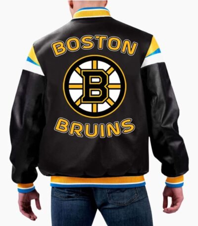 NHL Boston Bruins Black Varsity Leather Jacket