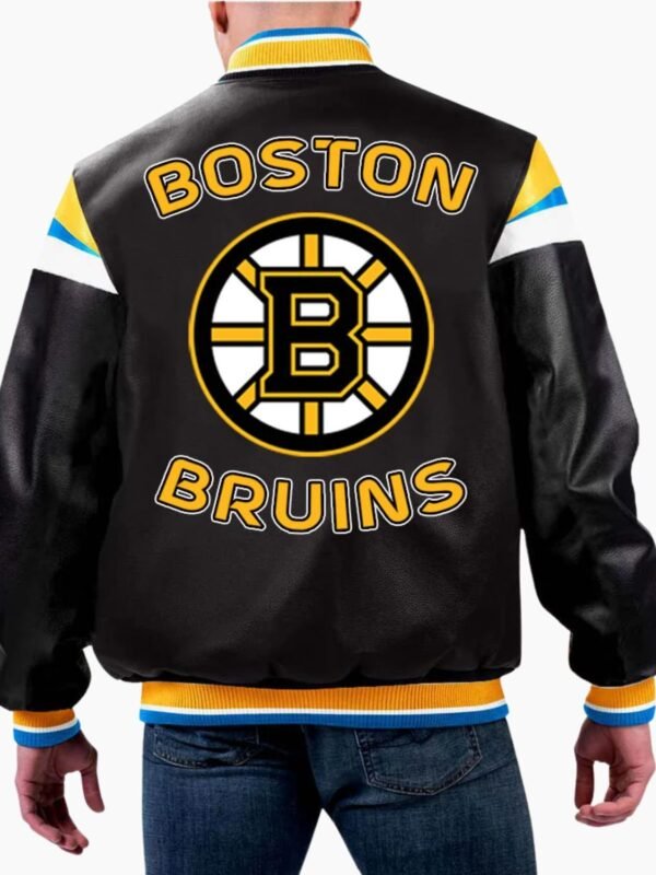 NHL Boston Bruins Black Varsity Leather Jacket