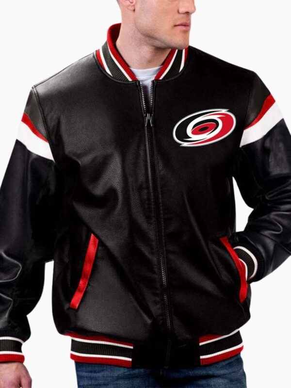 NHL Carolina Hurricanes Varsity Leather Jacket