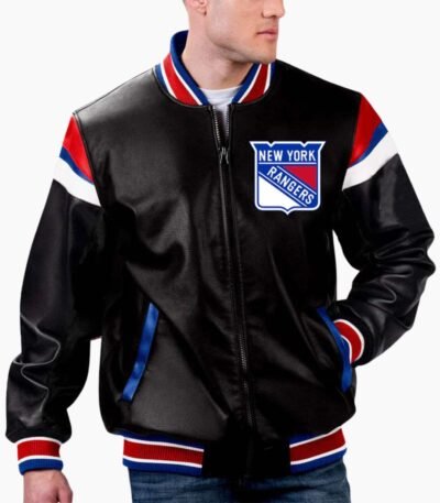 NHL New York Rangers Varsity Leather Jacket