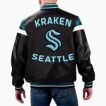 NHL Seattle Kraken Varsity Leather Jacket
