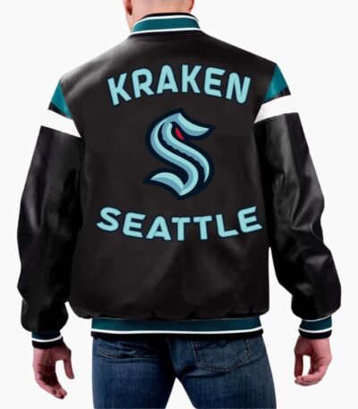 NHL Seattle Kraken Varsity Leather Jacket