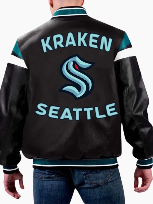 NHL Seattle Kraken Varsity Leather Jacket
