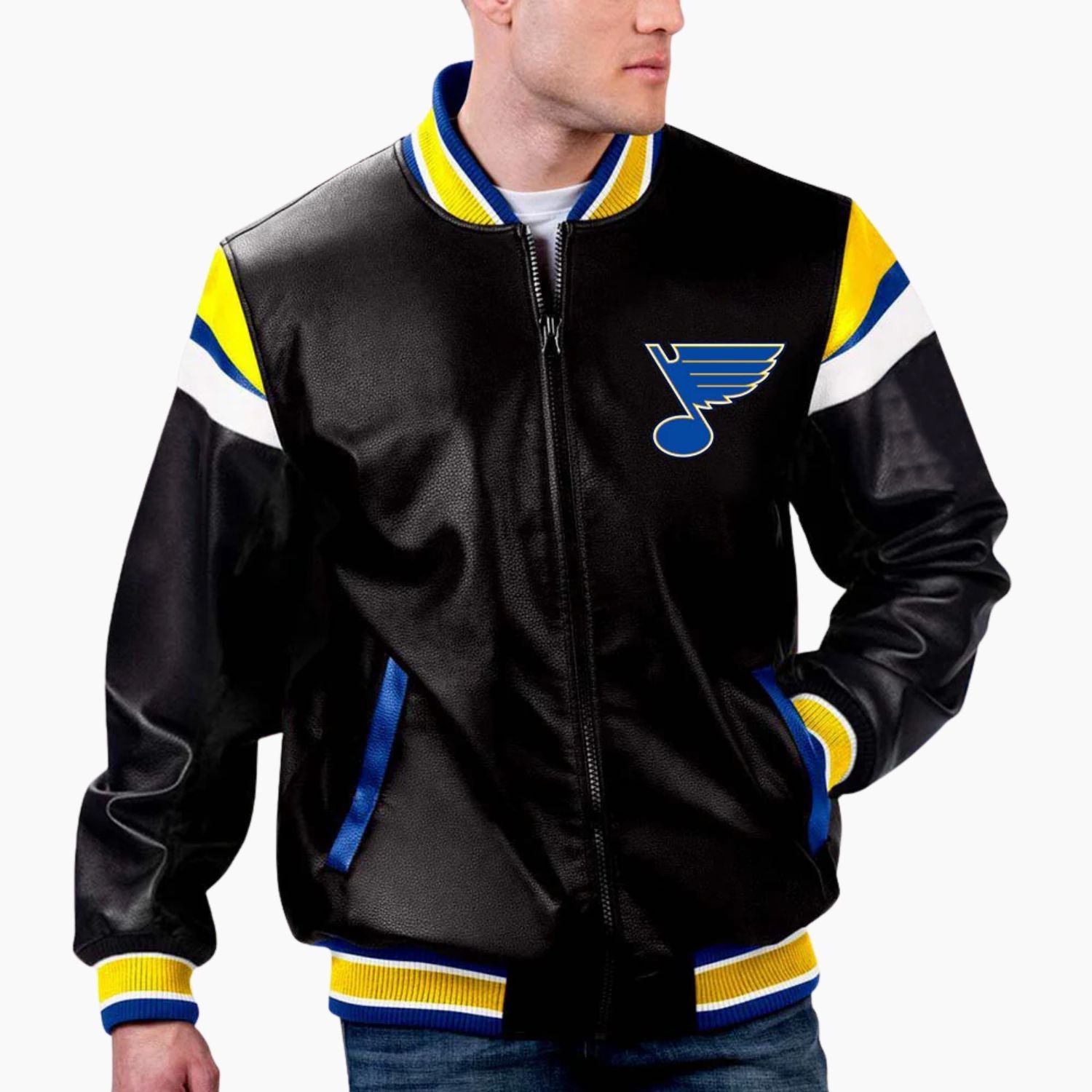 NHL St. Louis Blues Full Varsity Leather Jacket NHL St. Louis Blues Full Varsity Leather Jacket