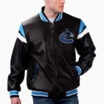 NHL Vancouver Canucks Varsity Leather Jacket
