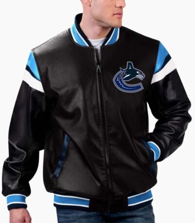 NHL Vancouver Canucks Varsity Leather Jacket