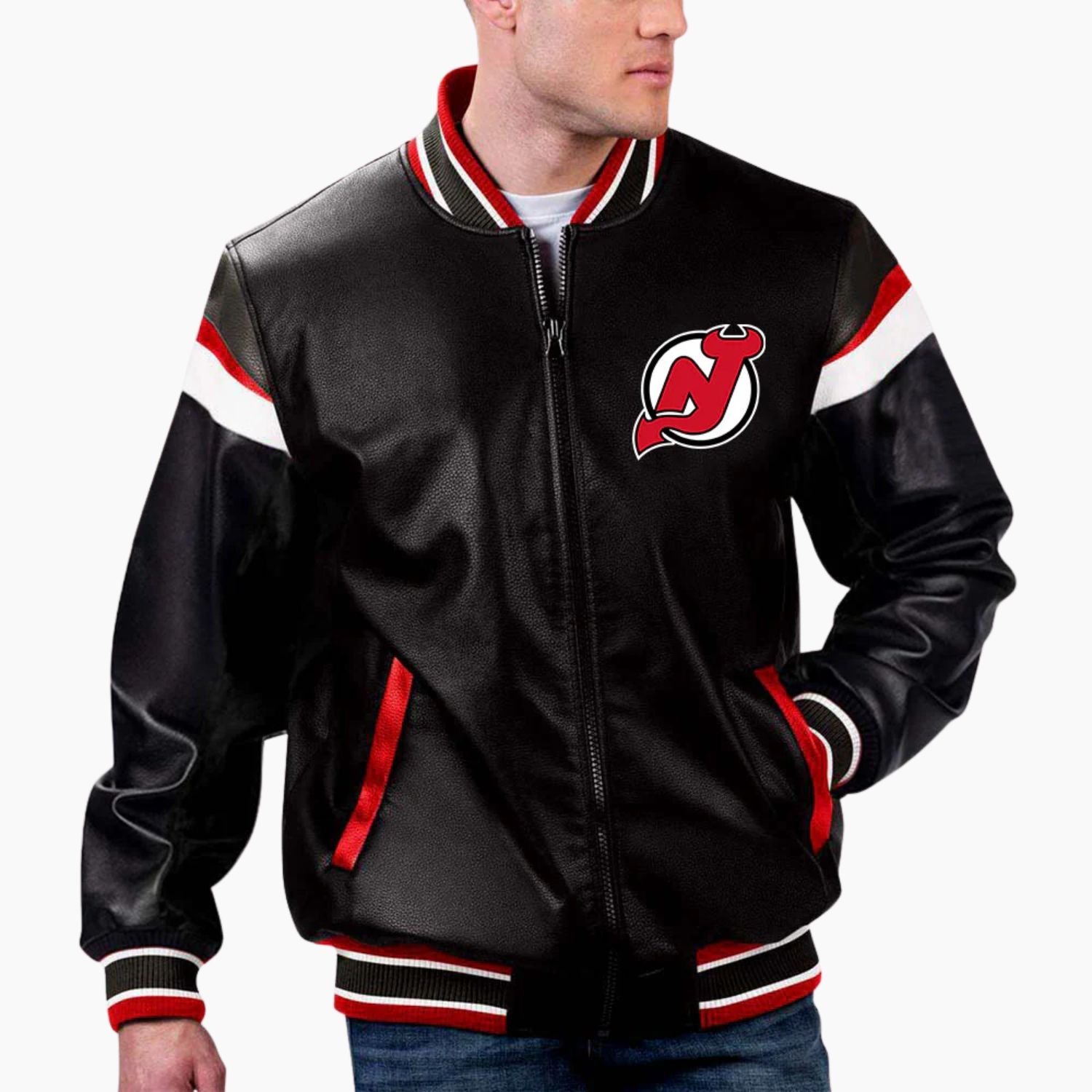 NHL Varsity Jersey Devils Varsity Leather Jacket NHL Varsity Jersey Devils Varsity Leather Jacket