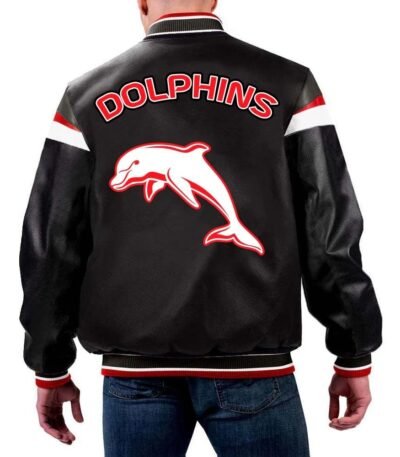 NRL Dolphins Varsity Leather Jacket