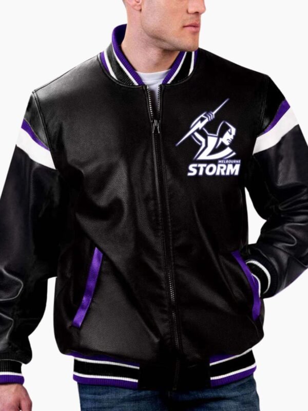 NRL Melbourne Storm Varsity Leather Jacket